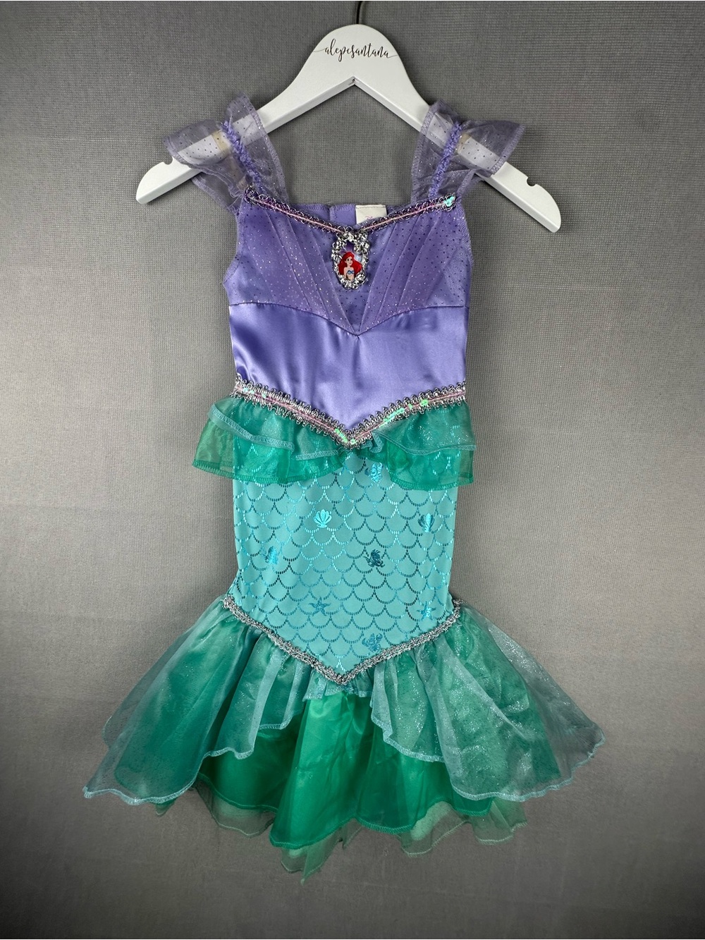 Disney Princess Ariel Little Mermaid Costume Dress Toddler 3T 4T Purple Green